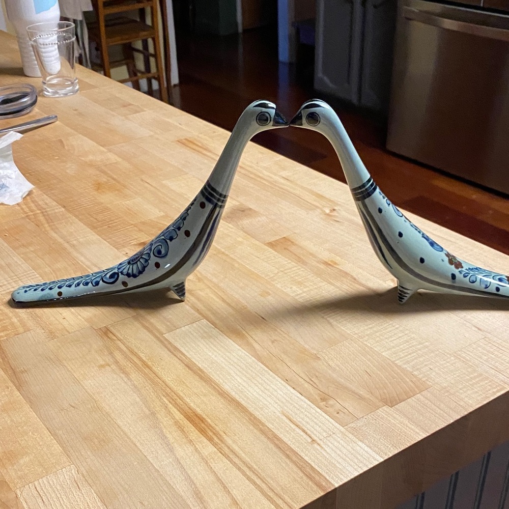 Blue Ceramic Bird Figurines from Mexico